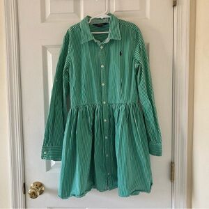 Ralph Lauren Girl’s Striped Cotton Poplin Shirtdress, size 14